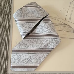 Zegna Elegant Silver Floral Men's Tie
